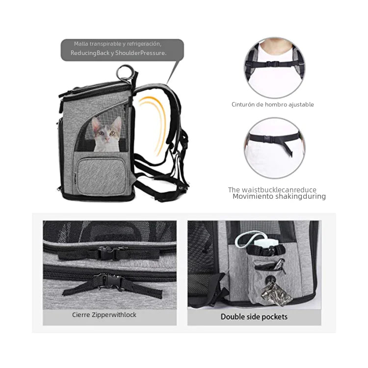 Portable Expandable Pet Backpack for Cats and Dogs